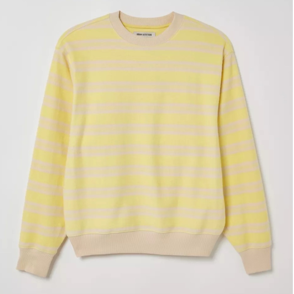 Urban Outfitters Yellow & Cream Striped Crewneck Sweatshirt